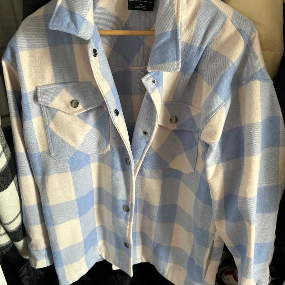 Blue and White Plaid Jacket